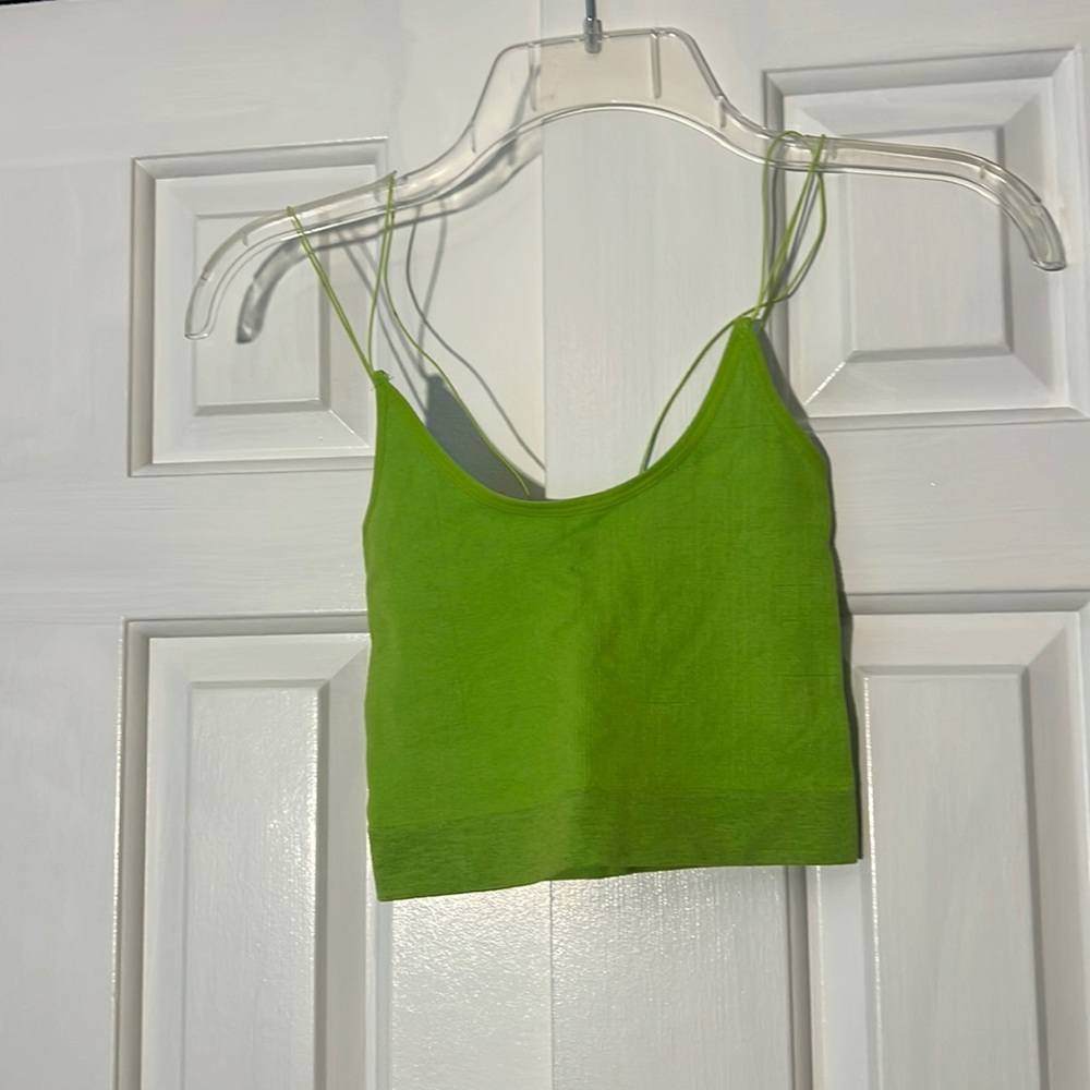 Green seamless ribbed crop top